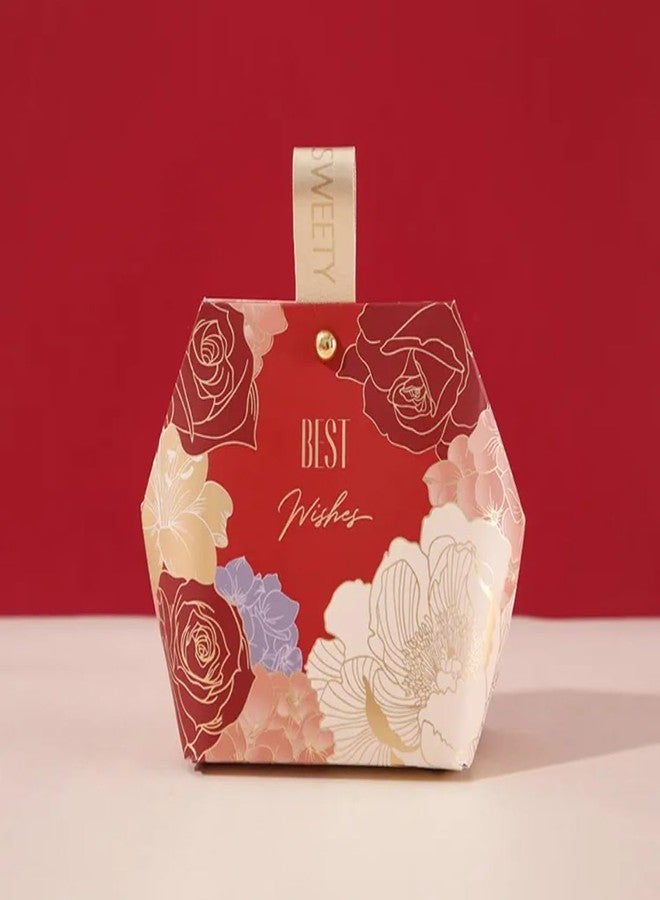 VRB Dec مجموعة VRB Dec المكونة من 10 قطع من علب الهدايا الصغيرة الملونة القابلة للطي للتغليف/علب هدايا لتقديم الهدايا، علب هدايا فارغة، علب هدايا لتقديم الهدايا، هدايا للإرجاع، شوكولاتة، فواكه مجففة، هدايا زفاف ومناسبات دينية (10 قطع حمراء مع أطيب التمنيات) - Image 3